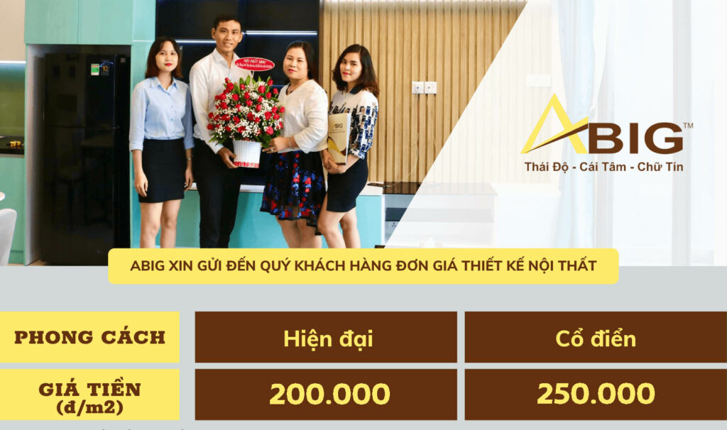 bảng giá thiết kế nội thất vinhomes grand Park