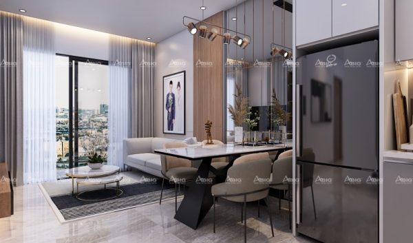 Thiết kế nội thất phòng bếp căn hộ chung cư Vinhomes Central Park 100m2