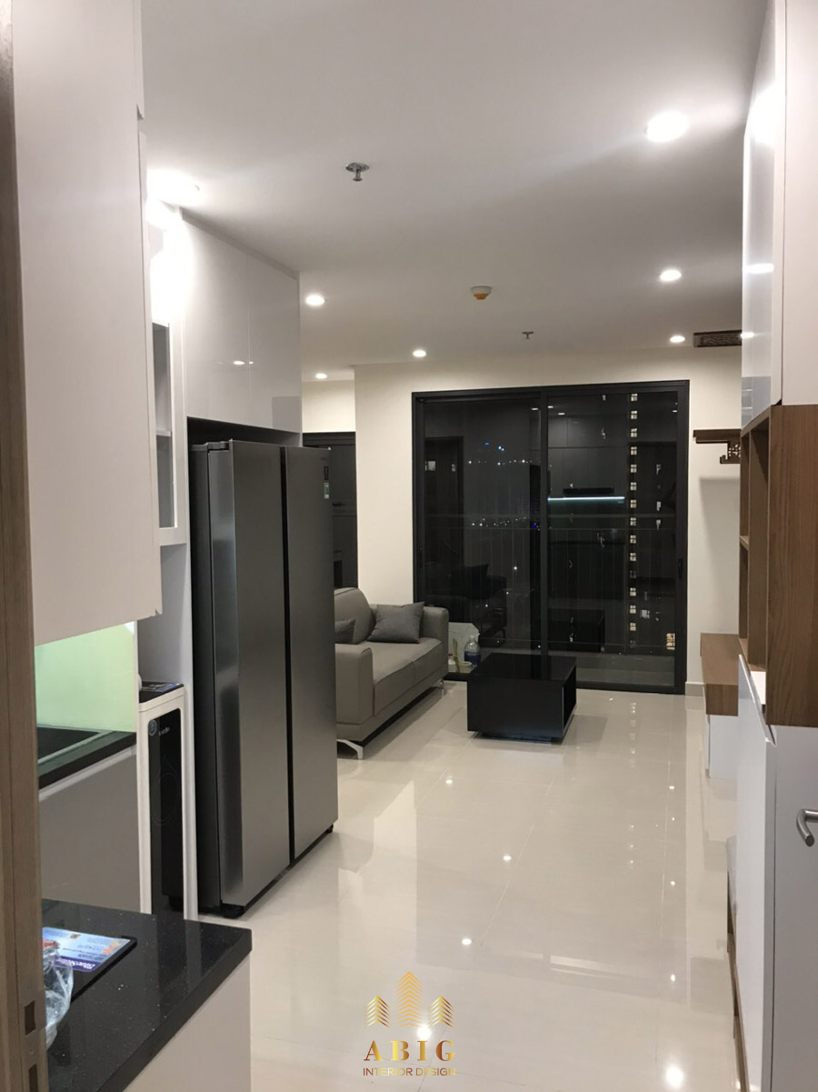 thi công nội thất gỗ công nghiệp căn hộ vinhomes grand park 2 phòng ngủ