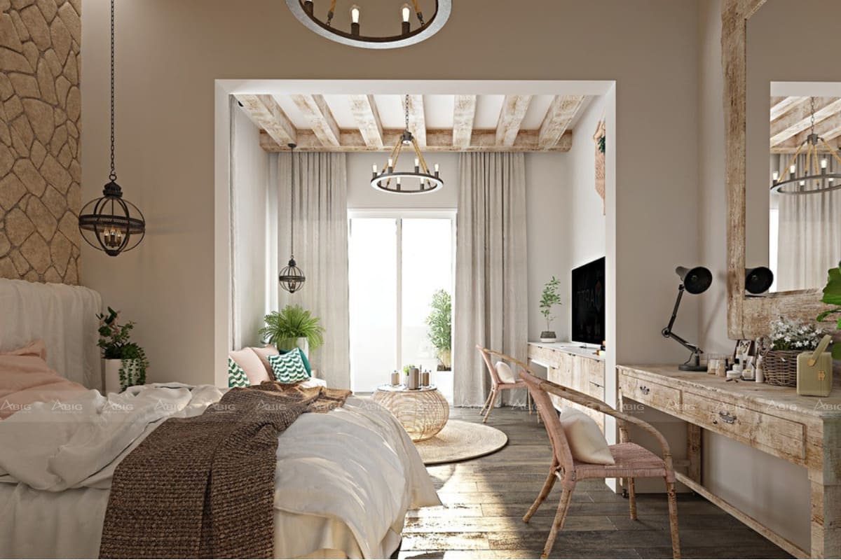 thiết kế nội thất biệt thự rustic